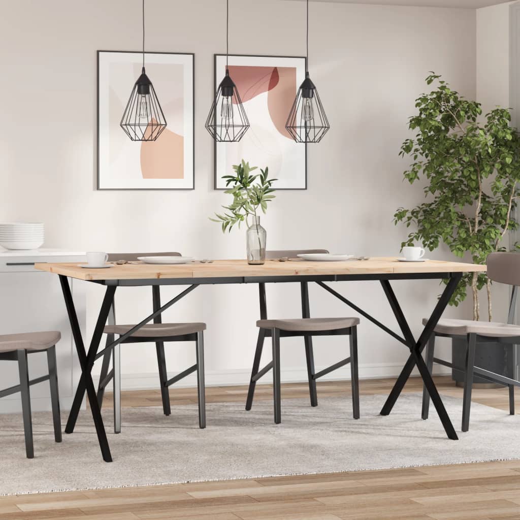 Mesa de comedor HKH con estructura en X de pino y acero
