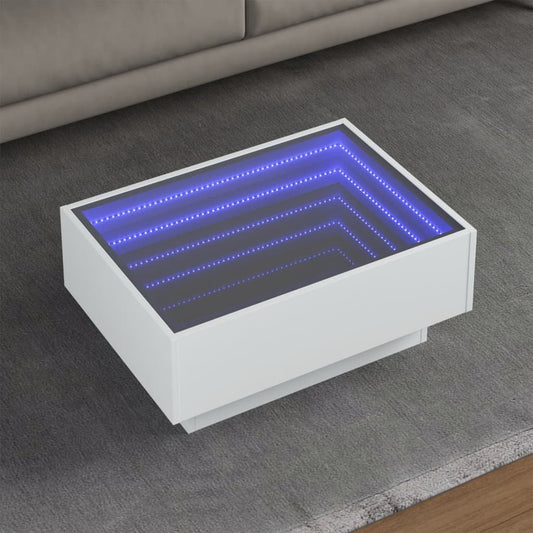 HKH Mesa de centro con luces LED en derivados de madera - Blanco