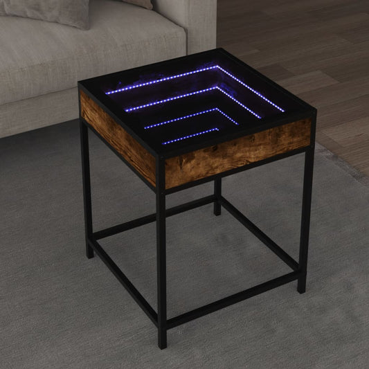 HKH Mesa de Centro Luzes Led Infinity Carvalho Fumado