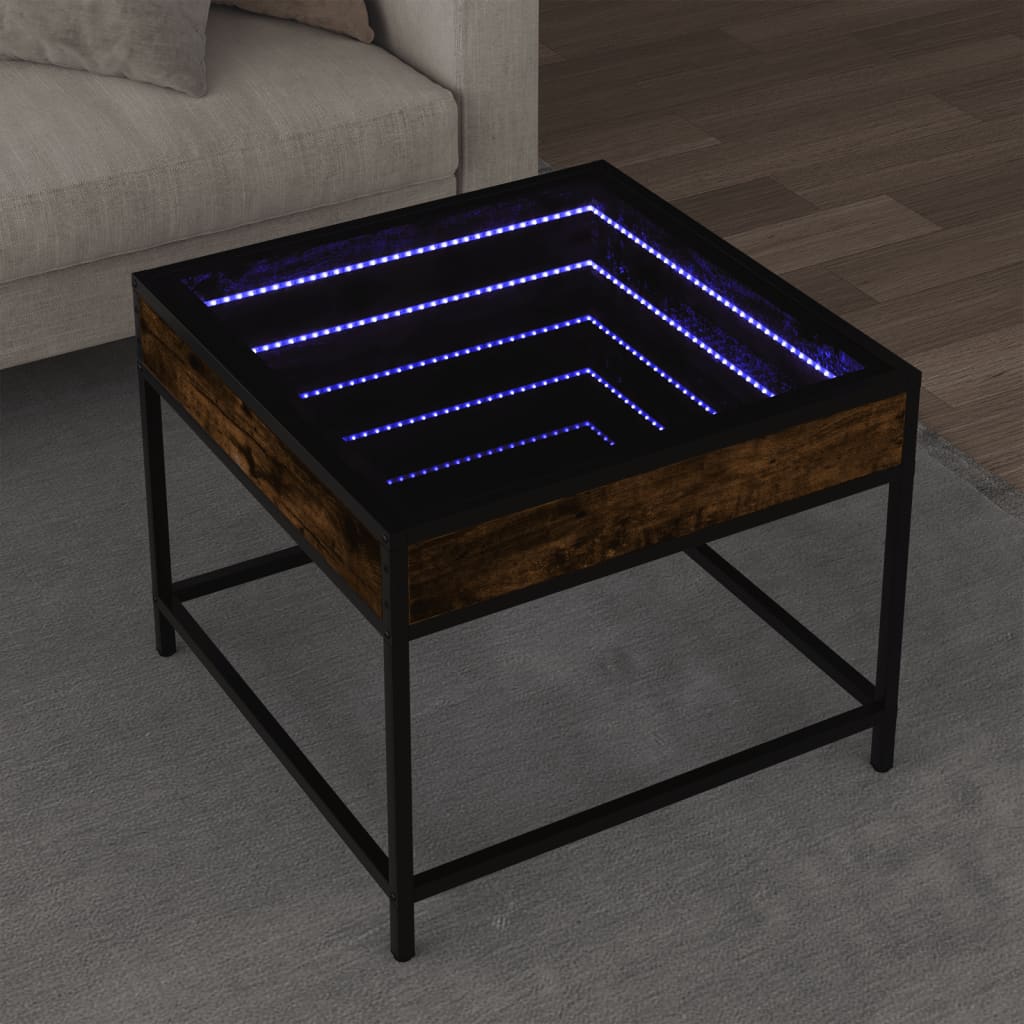 Mesa de centro HKH Luces led Infinity Roble Ahumado
