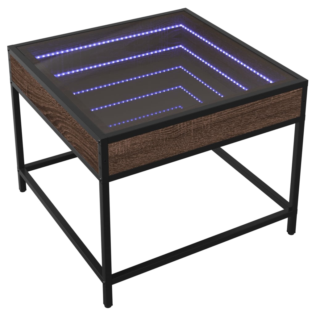 Mesa de Centro HKH Luces Led Infinity Roble - Marrón