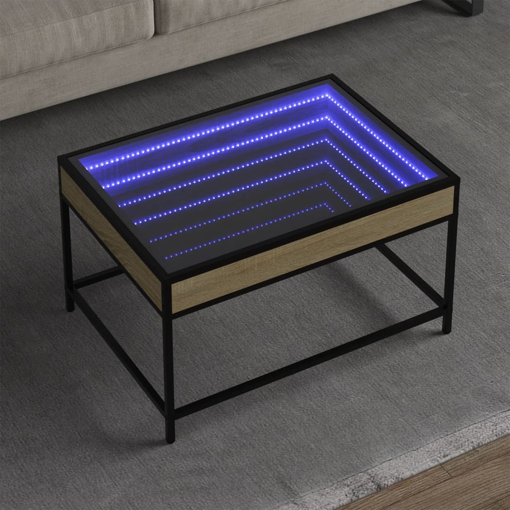 Mesa de centro HKH Luces led Infinity Roble Sonoma