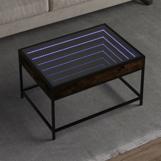 HKH Mesa de Centro Luzes Led Infinity Carvalho Fumado