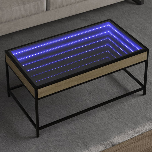 HKH Mesa de Centro Luzes Led Infinity Carvalho Sonoma