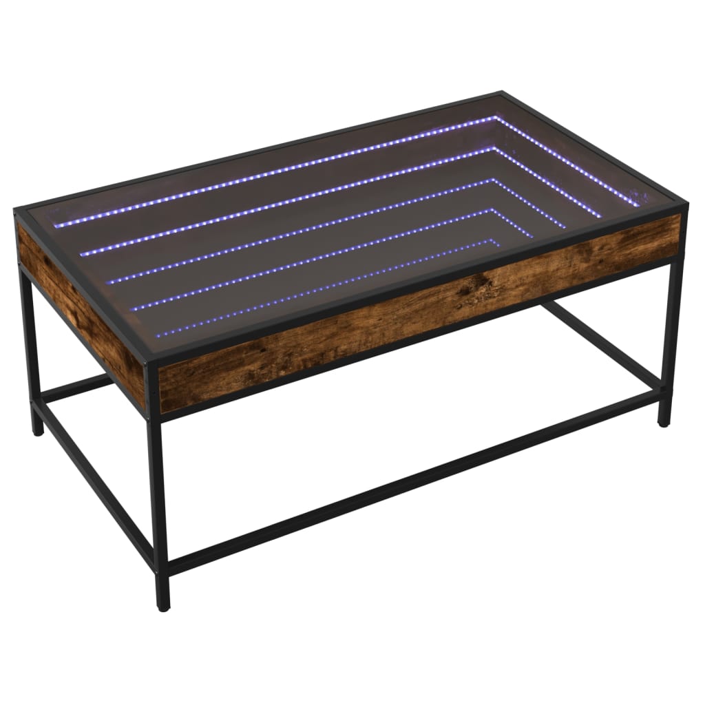 Mesa de centro HKH Luces led Infinity Roble Ahumado