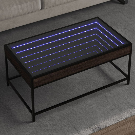 HKH Mesa de Centro Luzes Led Infinity Carvalho - Castanho