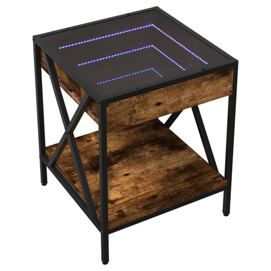 HKH Mesa de Centro Luzes Led Infinity Carvalho Fumado