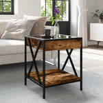 HKH Mesa de Centro Luzes Led Infinity Carvalho Fumado