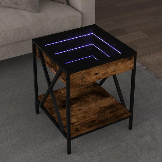 HKH Mesa de Centro Luzes Led Infinity Carvalho Fumado