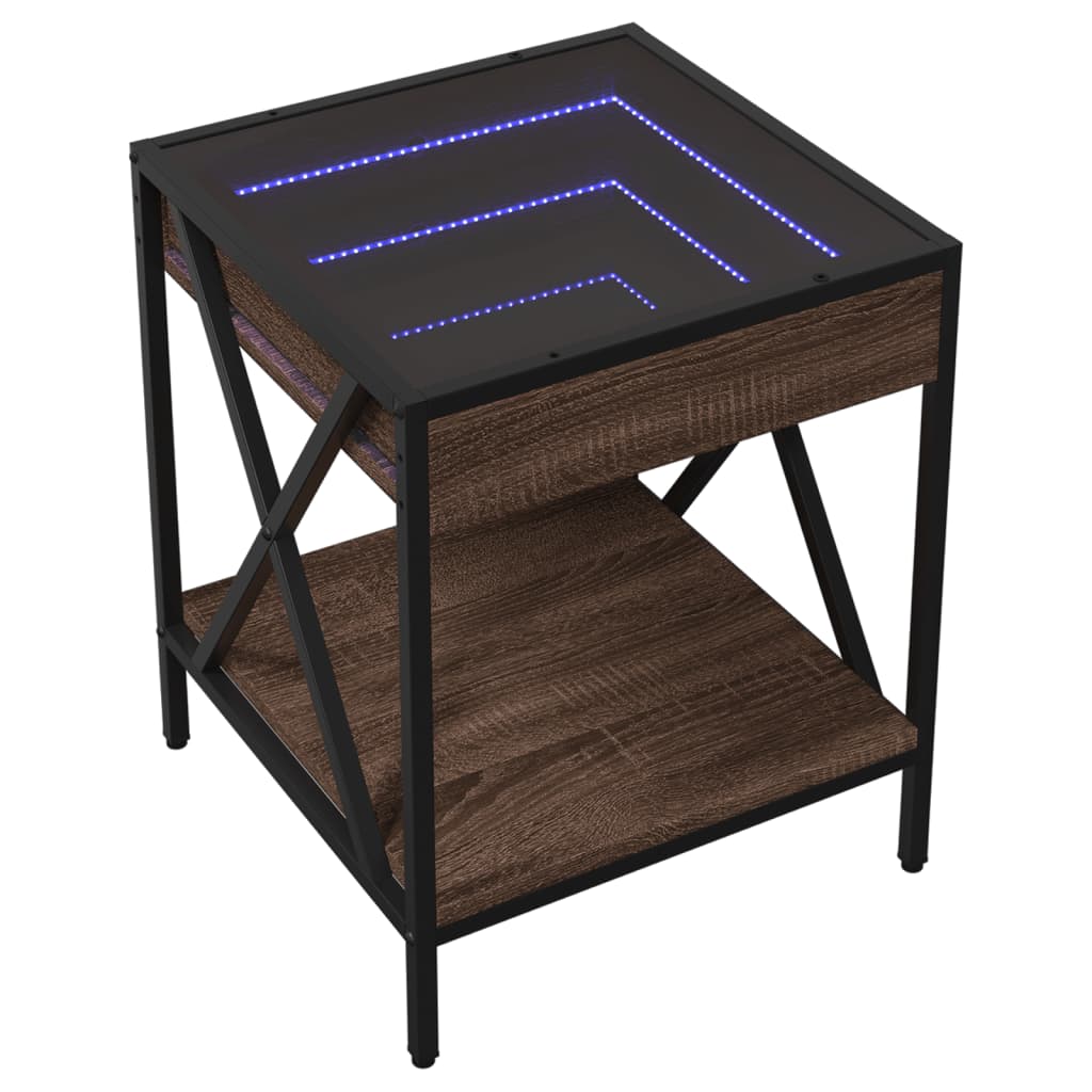 Mesa de Centro HKH Luces Led Infinity Roble - Marrón