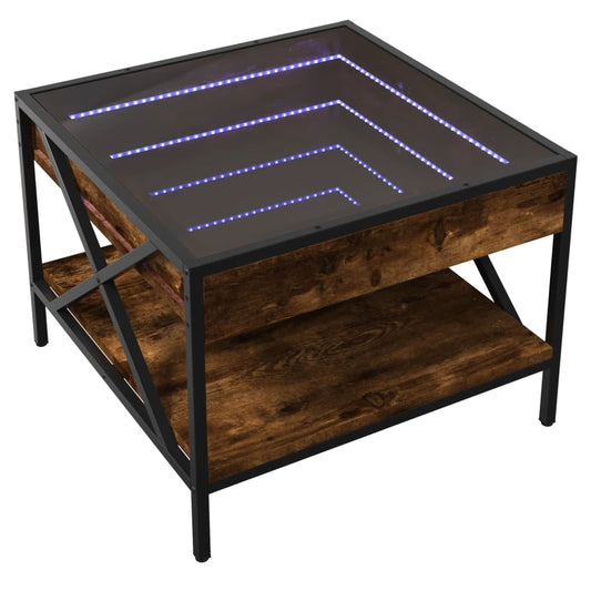 HKH Mesa de Centro Luzes Led Infinity Carvalho Fumado