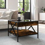 HKH Mesa de Centro Luzes Led Infinity Carvalho Fumado