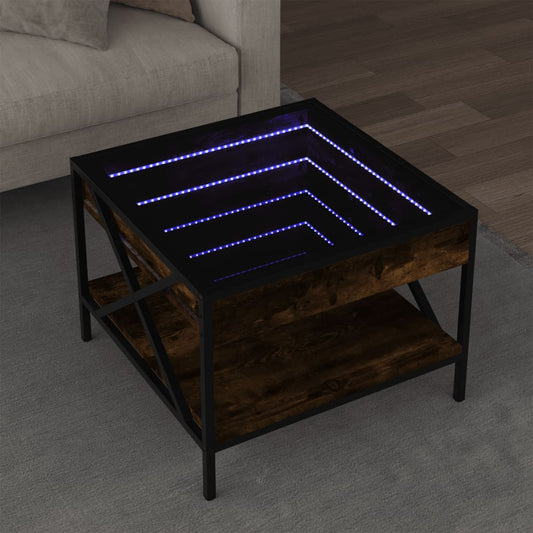 HKH Mesa de Centro Luzes Led Infinity Carvalho Fumado