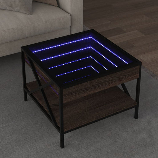 HKH Mesa de Centro Luzes Led Infinity Carvalho - Castanho