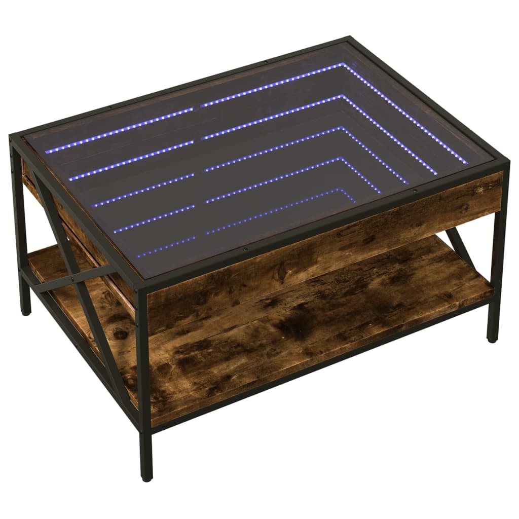 Mesa de Centro HKH Luces LED Infinito Roble Ahumado