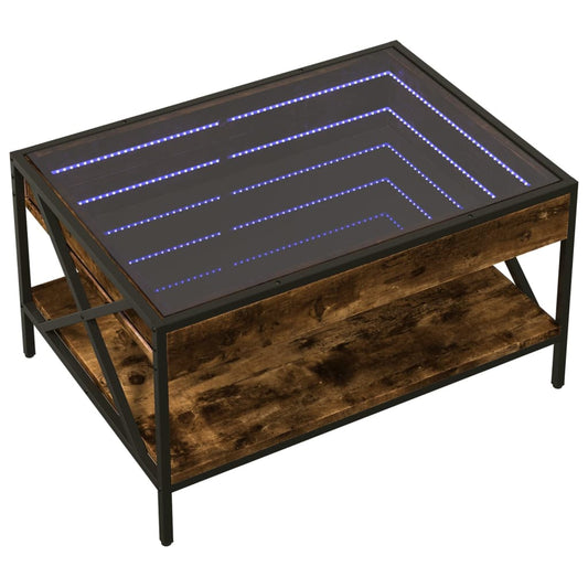 HKH Mesa de Centro Luzes Led Infinity Carvalho Fumado
