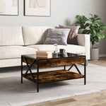 HKH Mesa de Centro Luzes Led Infinity Carvalho Fumado