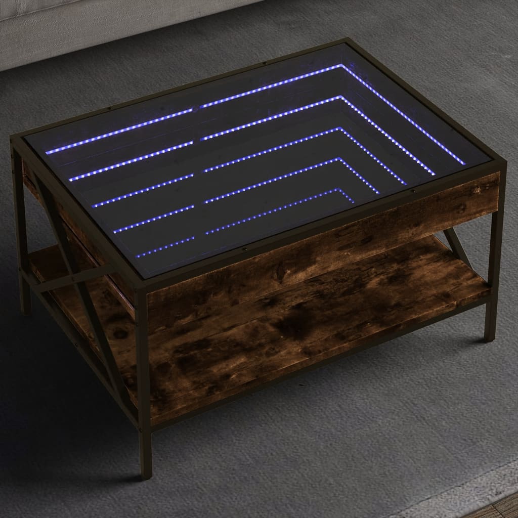 Mesa de Centro HKH Luces LED Infinito Roble Ahumado