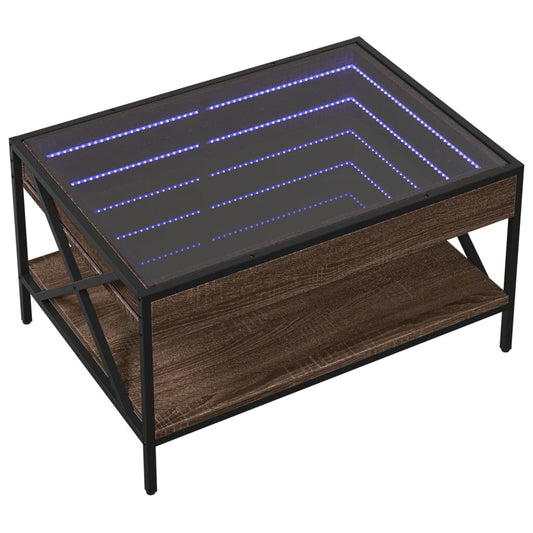 HKH Mesa de Centro Luzes Led Infinity Carvalho - Castanho