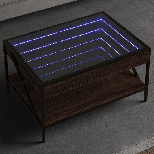 HKH Mesa de Centro Luzes Led Infinity Carvalho - Castanho
