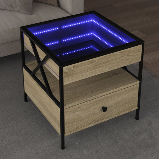 Mesa de centro HKH Luces led Infinity Roble Sonoma