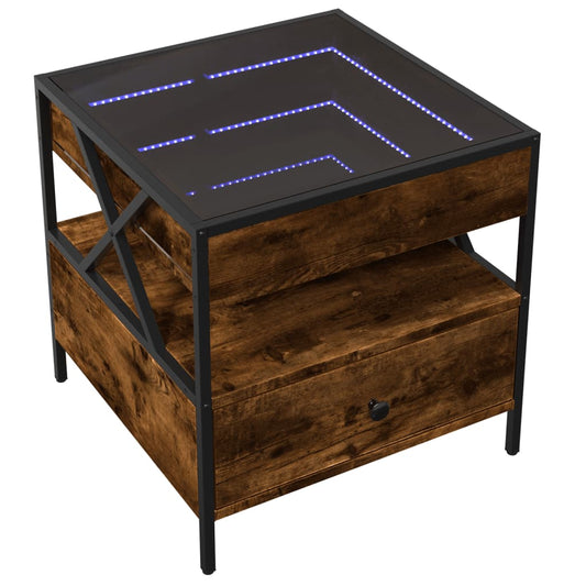 HKH Mesa de Centro Luzes Led Infinity Carvalho Fumado