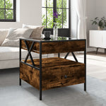 HKH Mesa de Centro Luzes Led Infinity Carvalho Fumado