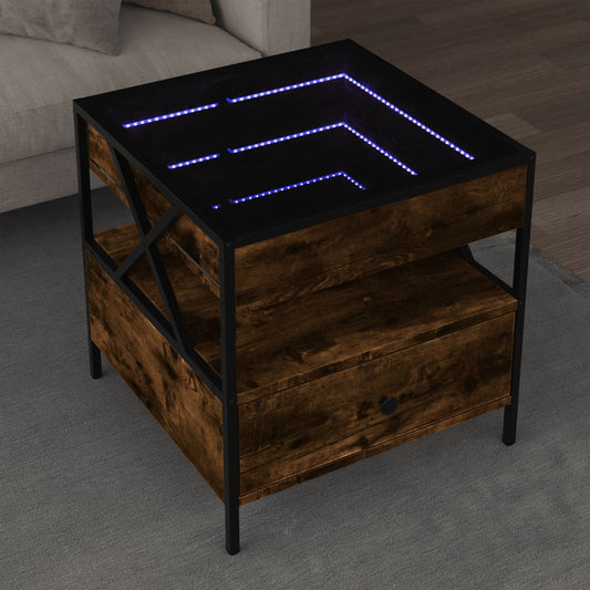 HKH Mesa de Centro Luzes Led Infinity Carvalho Fumado