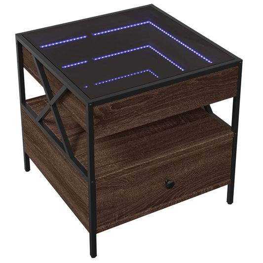 HKH Mesa de Centro Luzes Led Infinity Carvalho - Castanho