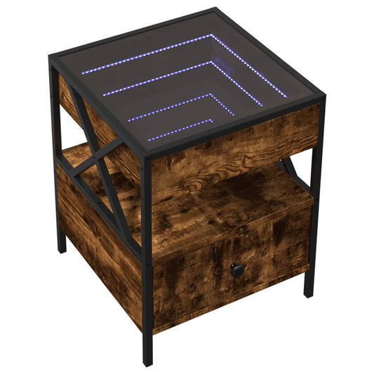 HKH Mesa de Centro Luzes Led Infinity Carvalho Fumado