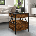 HKH Mesa de Centro Luzes Led Infinity Carvalho Fumado