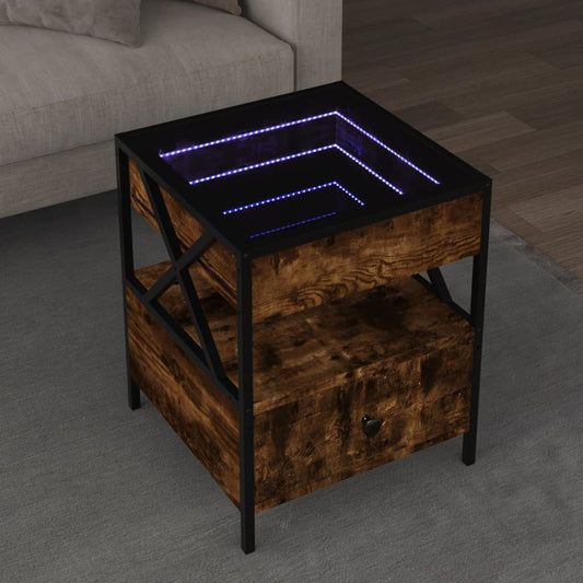 HKH Mesa de Centro Luzes Led Infinity Carvalho Fumado