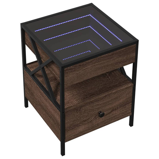 HKH Mesa de Centro Luzes Led Infinity Carvalho - Castanho