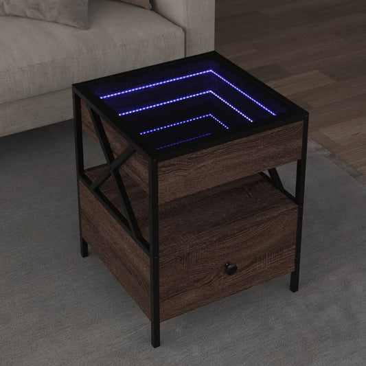 HKH Mesa de Centro Luzes Led Infinity Carvalho - Castanho