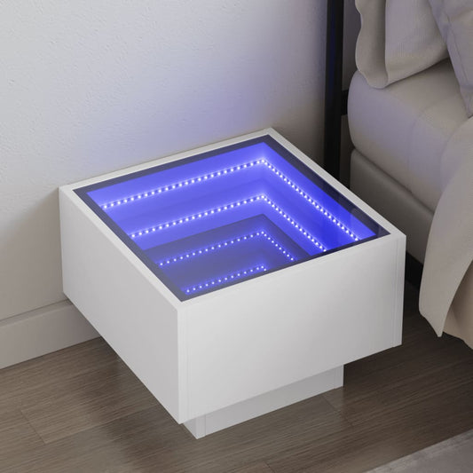 HKH Mesa de Cabeceira com Luzes Led Infinity - Branco