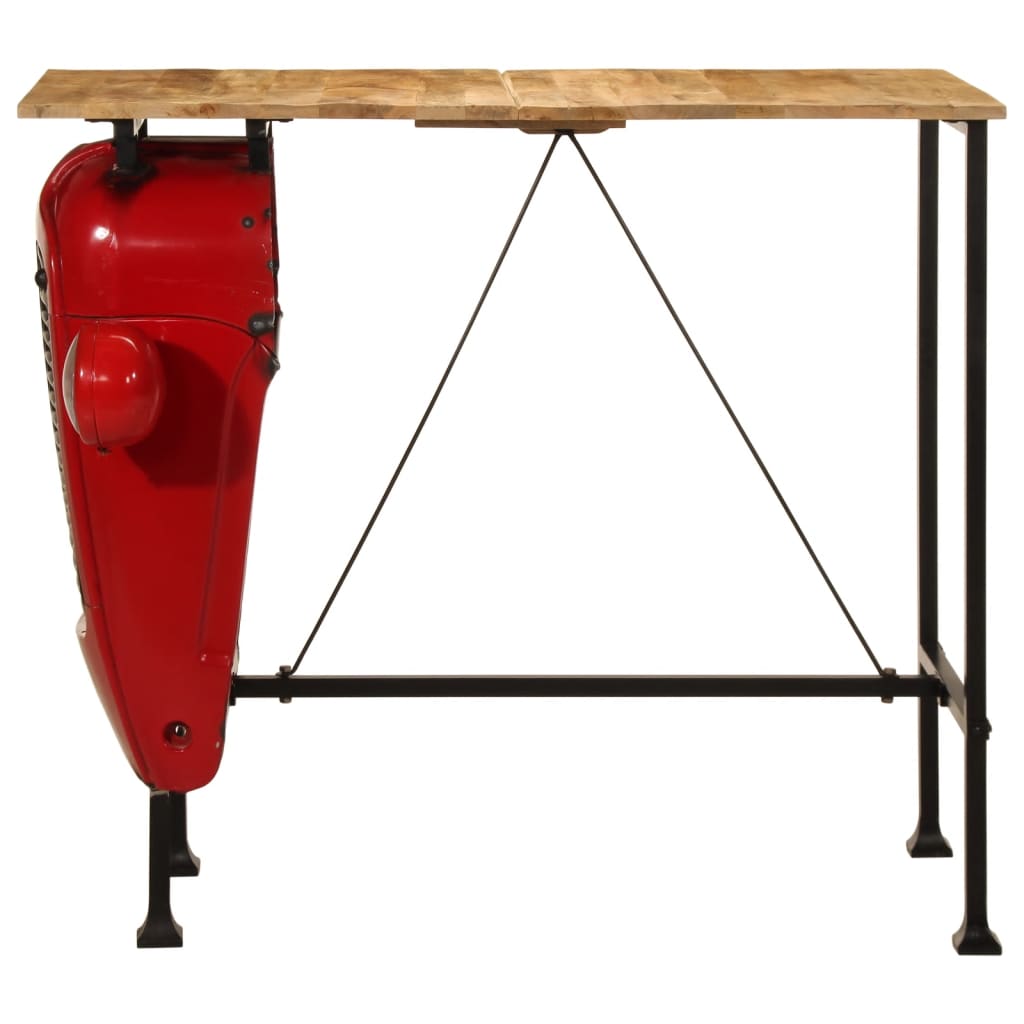 Mesa alta de bar tractor de madera maciza HKH, color rojo/marrón mango