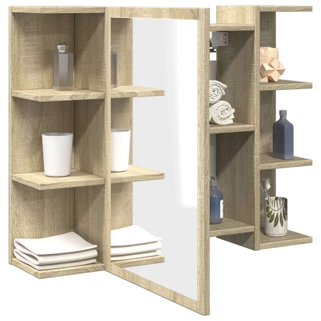 Mueble de Baño HKH con Espejo Contrachapado en Roble - 80x20,5x64cm