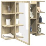 Mueble de Baño HKH con Espejo Contrachapado en Roble - 80x20,5x64cm