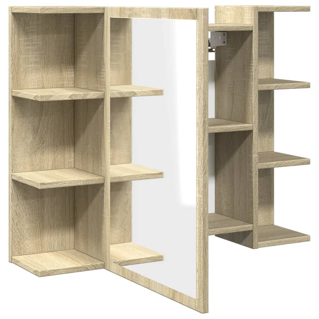 Mueble de Baño HKH con Espejo Contrachapado en Roble - 80x20,5x64cm