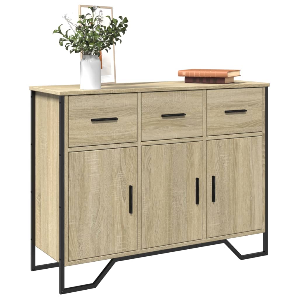 Aparador moderno HKH en derivados de madera, metal 97 x 32,5 x 74,5 cm - Roble Sonoma