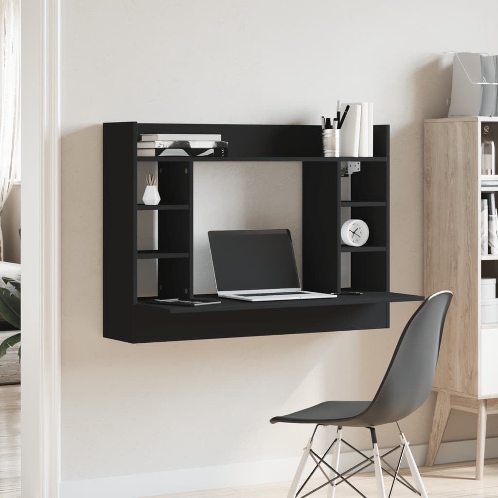 HKH Escritorio de Pared de Madera - Negro
