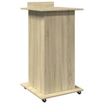HKH Púlpito C/ Ruedas Y Cajón Derivados de Madera en Madera Roble Sonoma