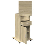 HKH Púlpito C/ Ruedas Y Cajón Derivados de Madera en Madera Roble Sonoma