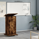 HKH Púlpito C/ Ruedas Y Cajón Derivados de Madera en Madera Roble Ahumado