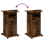 HKH Púlpito C/ Ruedas Y Cajón Derivados de Madera en Madera Roble Ahumado