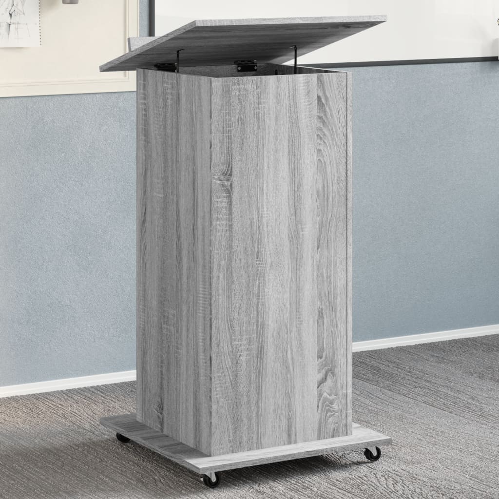 HKH Púlpito C/ Ruedas Y Cajón Madera Manufacturada Sonoma - Gris