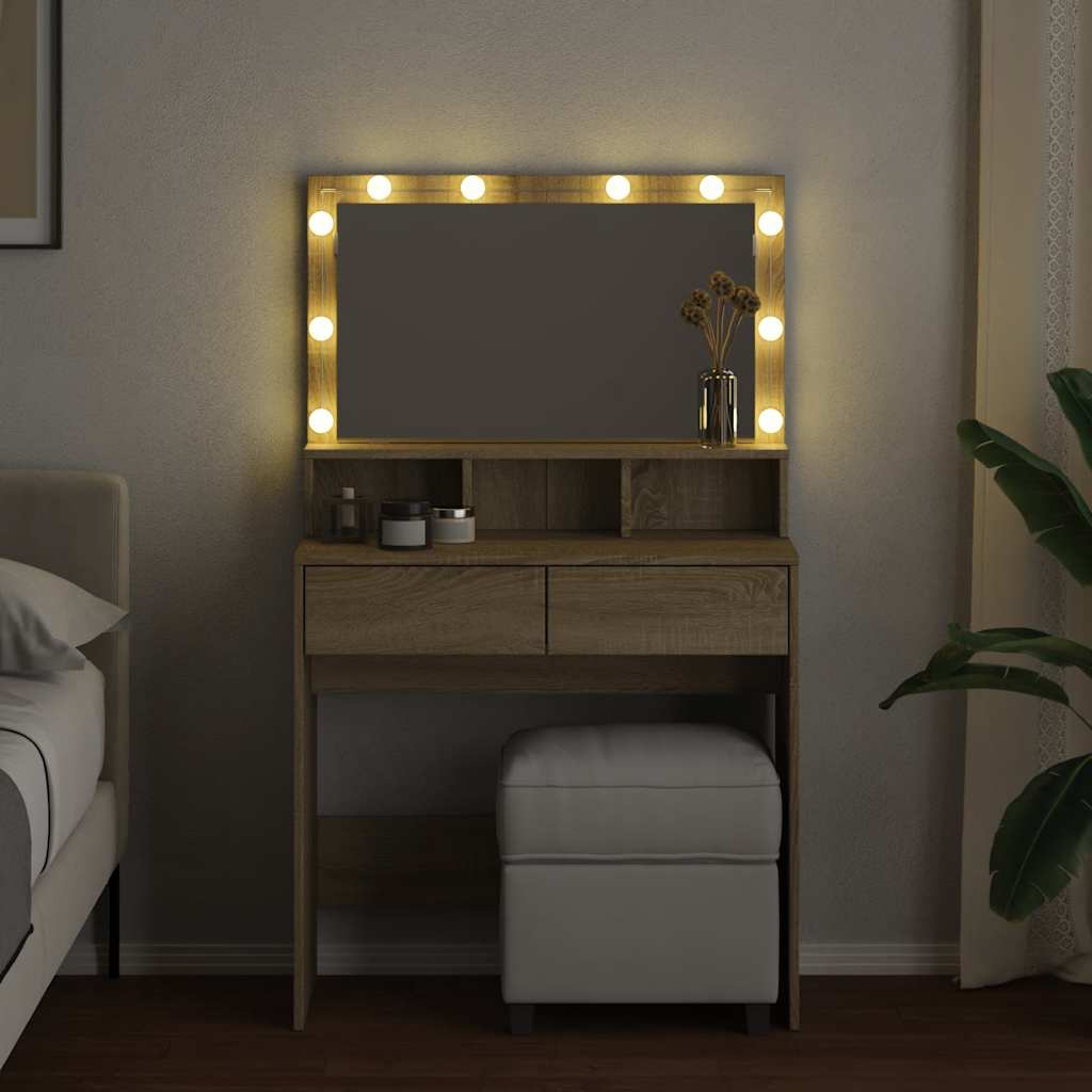 HKH Tocador con LED en Roble Sonoma - 80x41x134,5 Cm