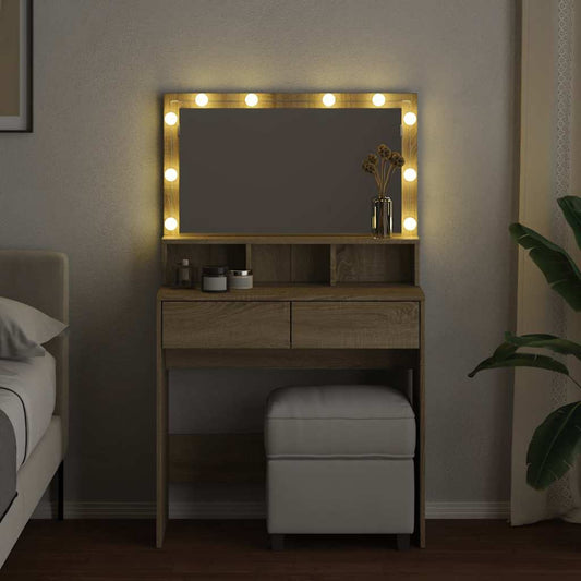 HKH Toucador com LED em Carvalho Sonoma - 80x41x134,5 Cm