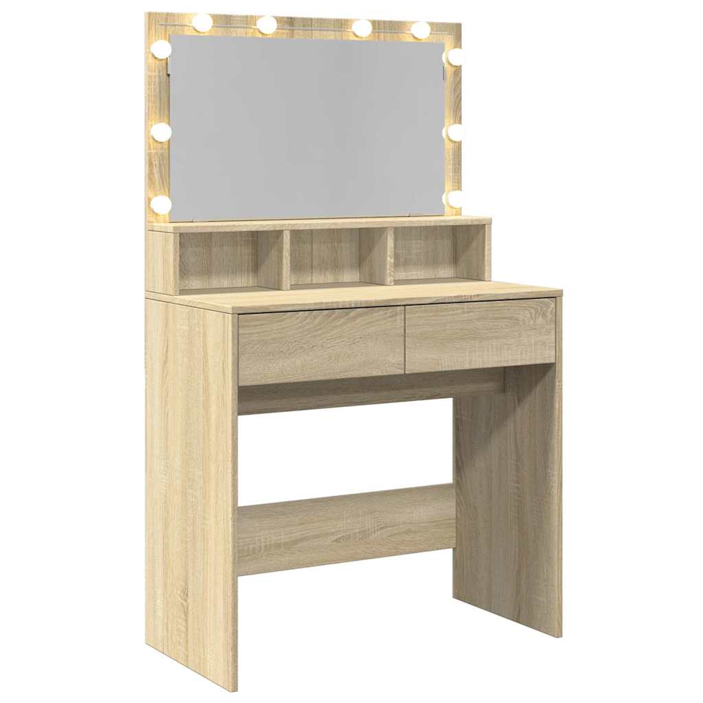 HKH Tocador con LED en Roble Sonoma - 80x41x134,5 Cm