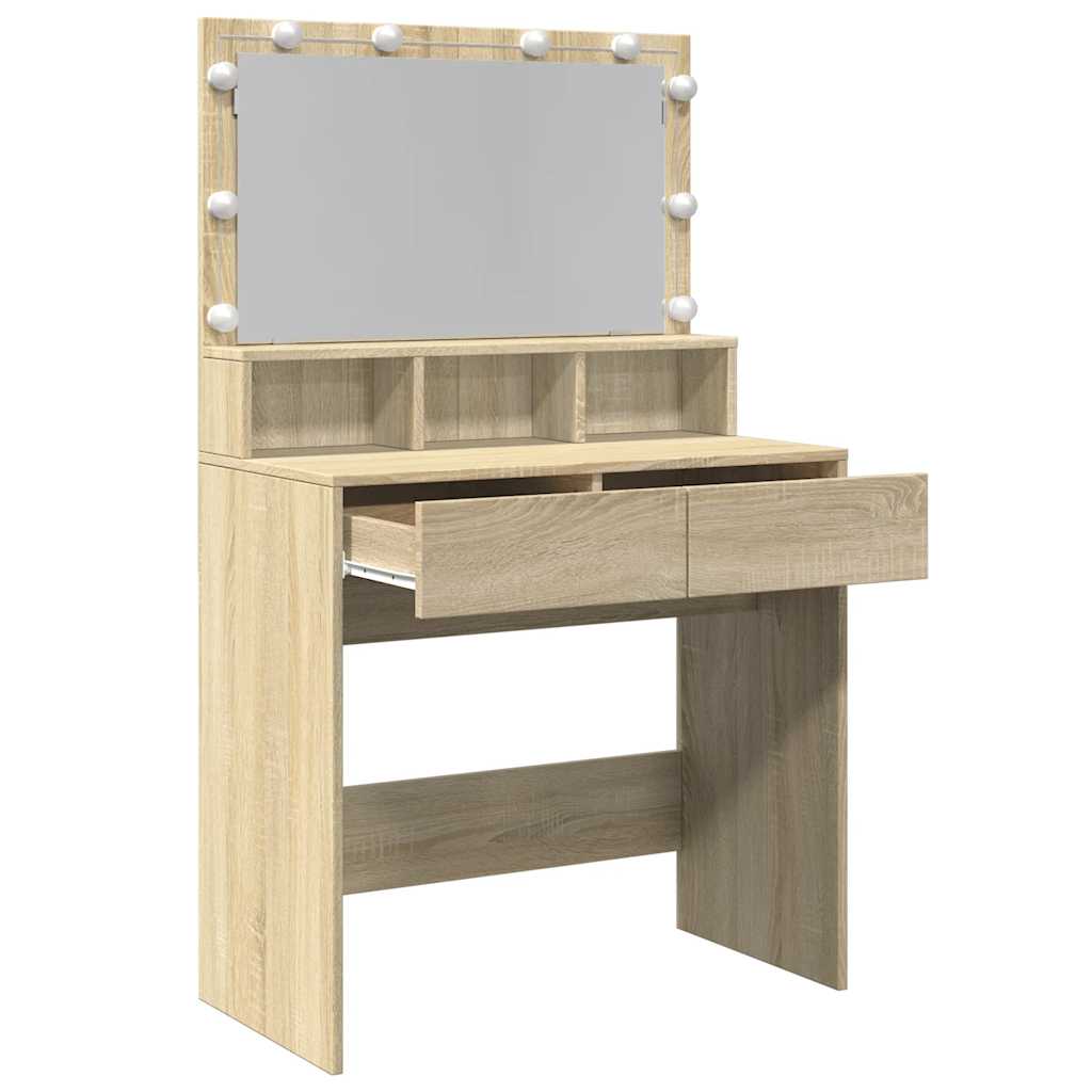 HKH Tocador con LED en Roble Sonoma - 80x41x134,5 Cm